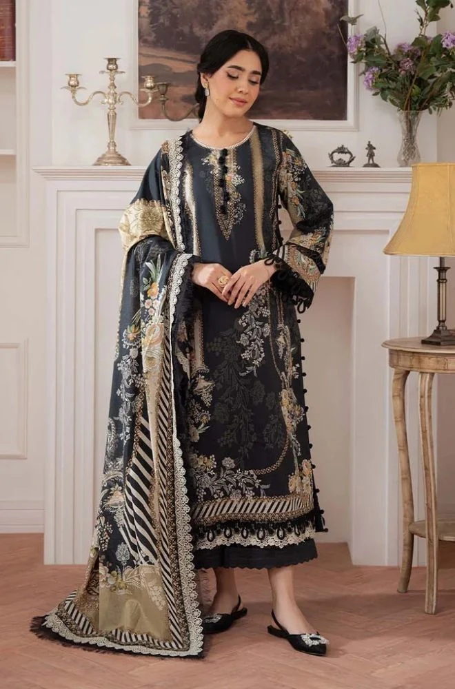 JADE - 3PC Lawn Digital Printed Shirt with Lawn Printed Dupatta and Trouser - BFB0820