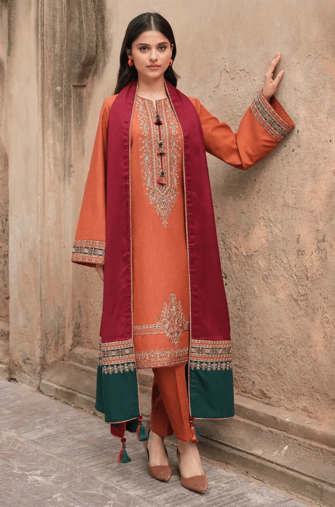 JAZMIN - 3PC Lawn Embroidered Shirt with Monar Printed Dupatta and Trouser- BFB0223