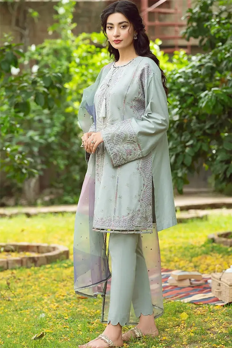 Jazmin - 3PC Dhanak Embroidered Shirt with Organza Printed Dupatta and Trouser - BFB0884
