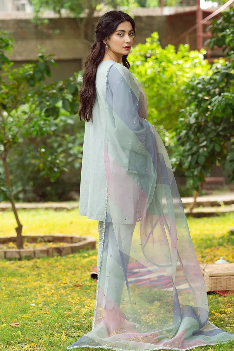 Jazmin - 3PC Dhanak Embroidered Shirt with Organza Printed Dupatta and Trouser - BFB0884 - Image 2