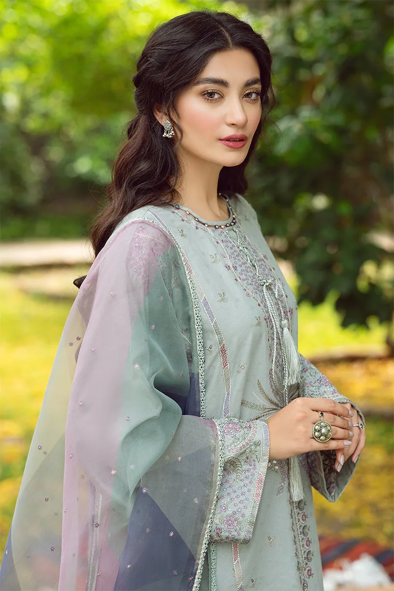 Jazmin - 3PC Dhanak Embroidered Shirt with Organza Printed Dupatta and Trouser - BFB0884 - Image 3