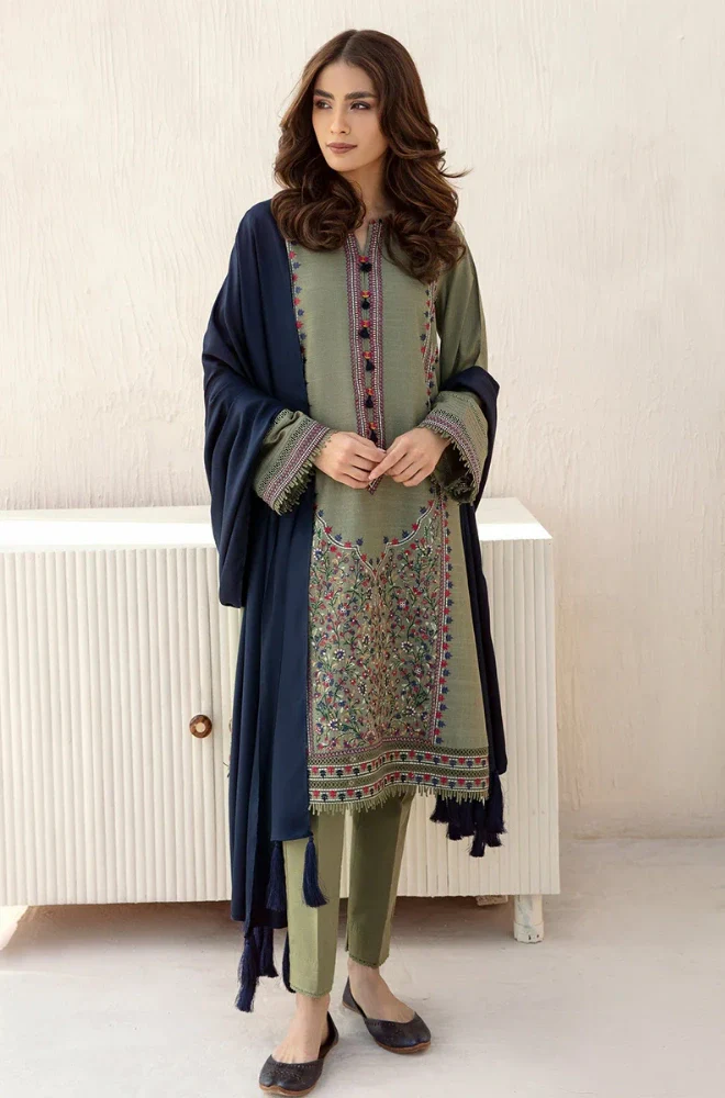 Jazmin - 3PC Dhanak Embroidered Shirt With Dhanak Embroidered Dupatta and Trouser - BFB0906
