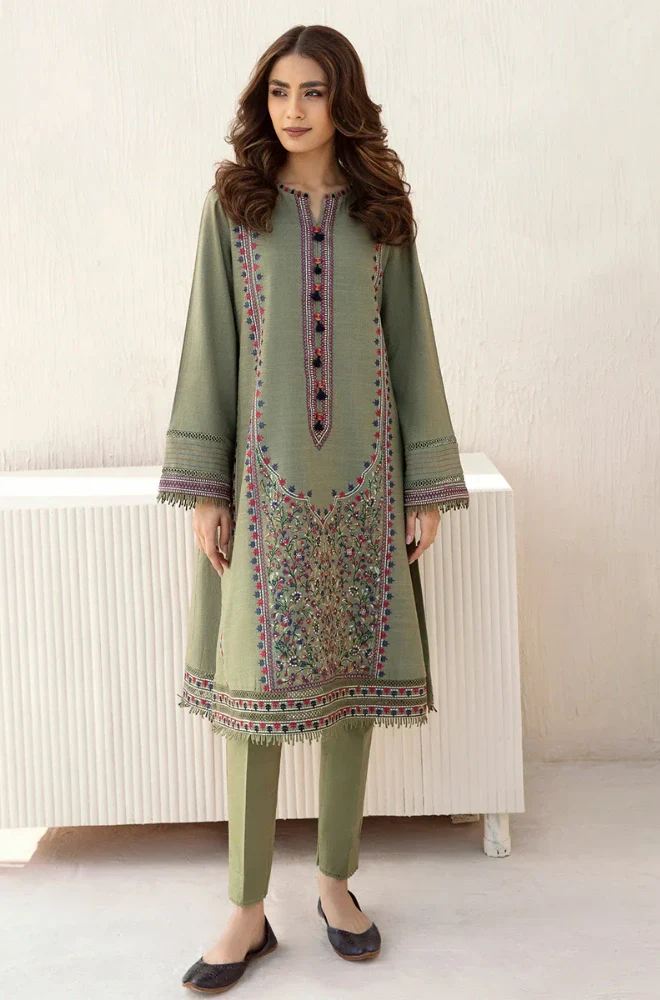 Jazmin - 3PC Dhanak Embroidered Shirt With Dhanak Embroidered Dupatta and Trouser - BFB0906 - Image 3