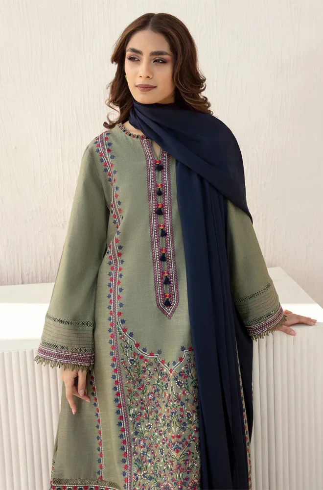 Jazmin - 3PC Dhanak Embroidered Shirt With Dhanak Embroidered Dupatta and Trouser - BFB0906 - Image 4