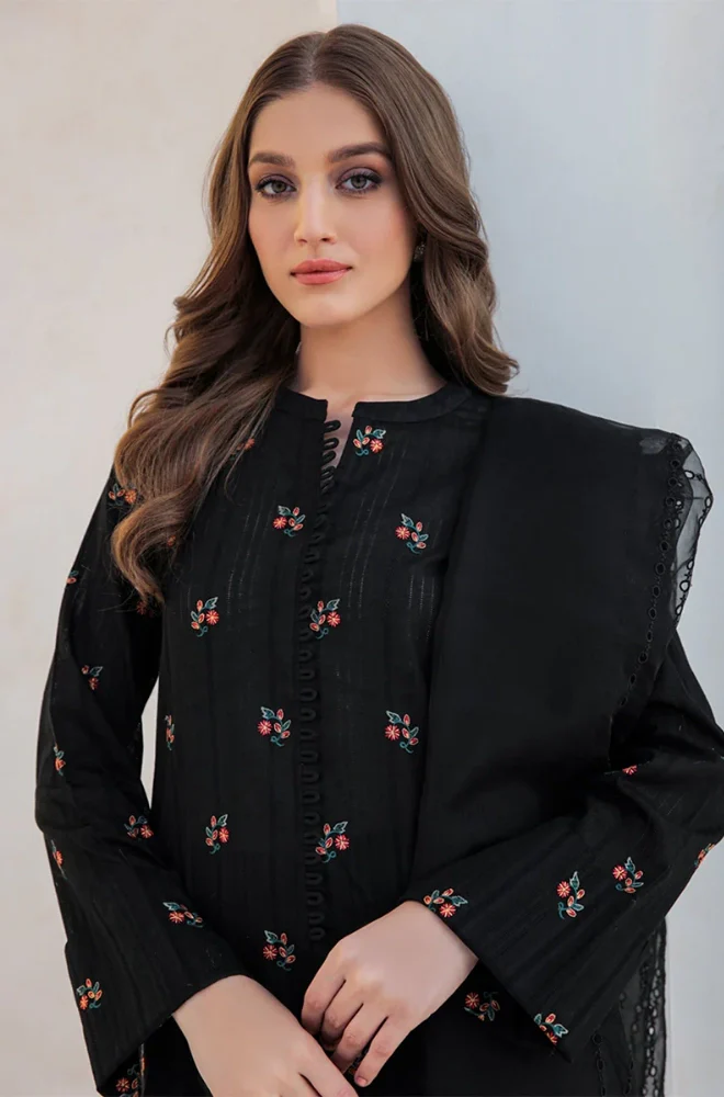 Jazmin - 3PC Dhanak Embroidered Shirt With Organza Embroidered Dupatta and Trouser - BFB0907 - Image 3
