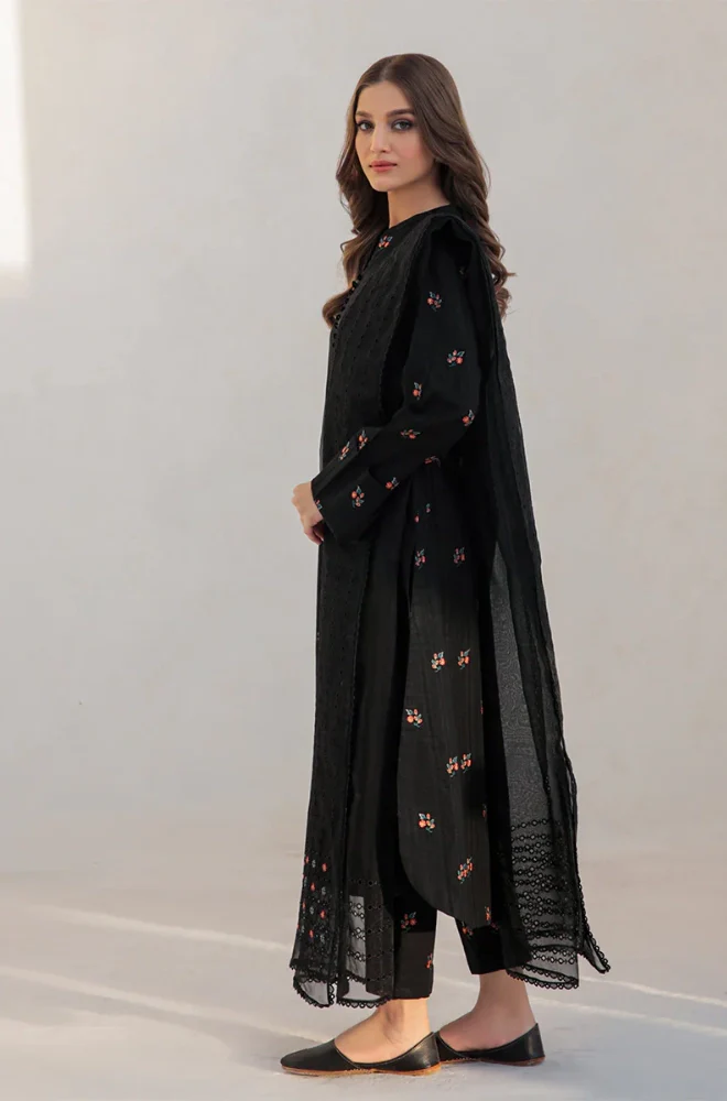 Jazmin - 3PC Dhanak Embroidered Shirt With Organza Embroidered Dupatta and Trouser - BFB0907 - Image 4