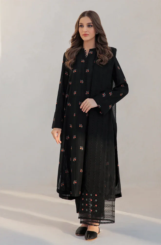 Jazmin - 3PC Dhanak Embroidered Shirt With Organza Embroidered Dupatta and Trouser - BFB0907 - Image 5