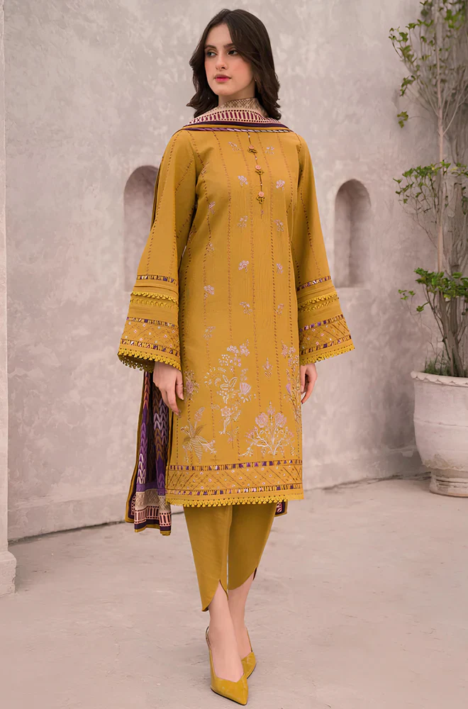 Jazmin - 3PC Lawn Embroidered Shirt With Chiffon Printed Dupatta and Trouser - BFB0895