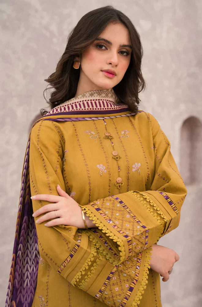 Jazmin - 3PC Lawn Embroidered Shirt With Chiffon Printed Dupatta and Trouser - BFB0895 - Image 3