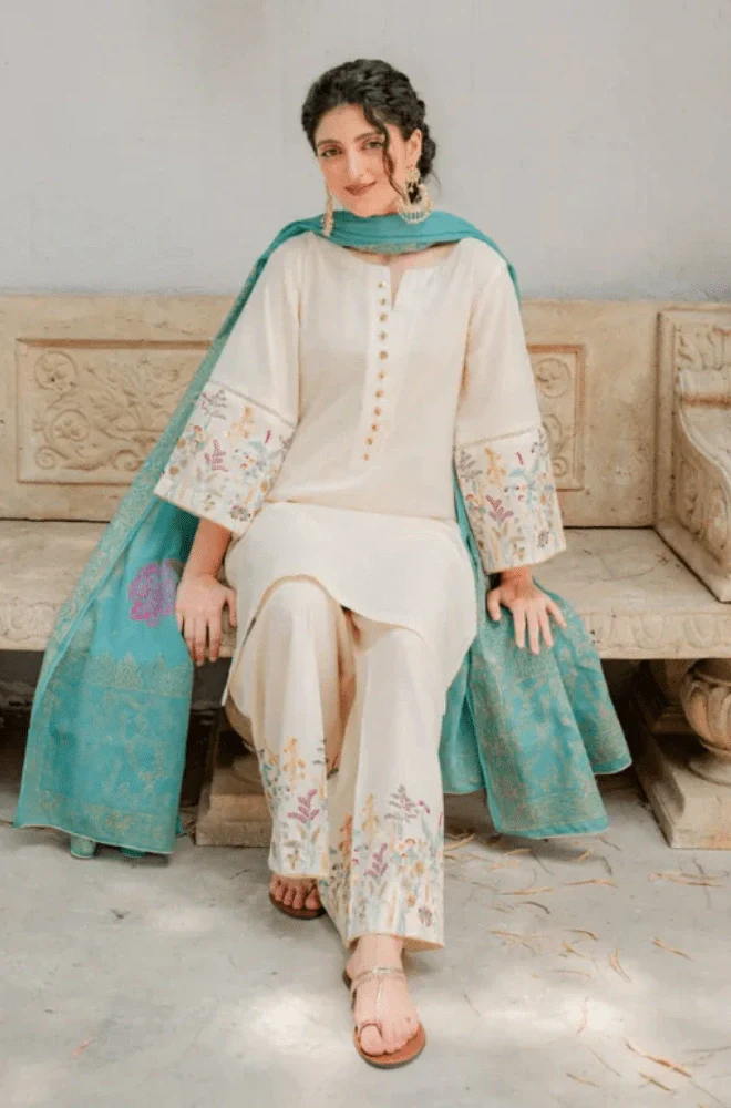 KASTOR - 3PC Lawn Embroidered Shirt with Monar Printed Dupatta and Trouser- BFB0598 - Image 4