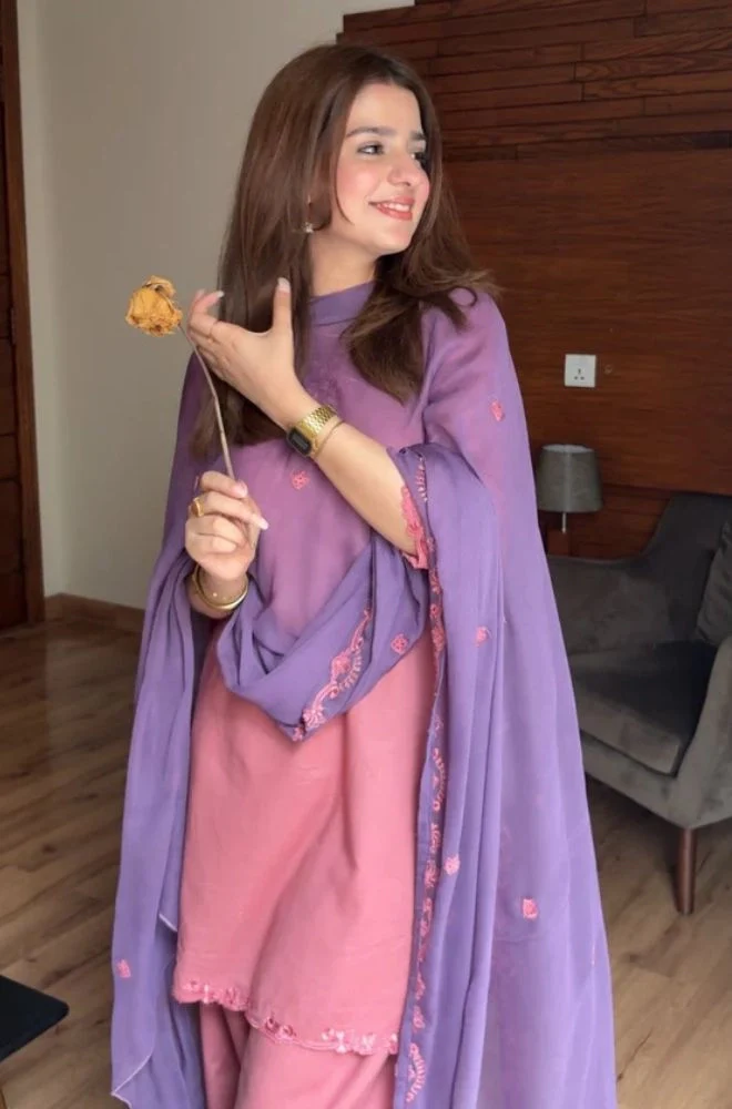 LAAM - 3PC Summer Lawn Embroidered Shirt with Chiffon Embroidered Dupatta and Trouser - BFB0801 - Image 2