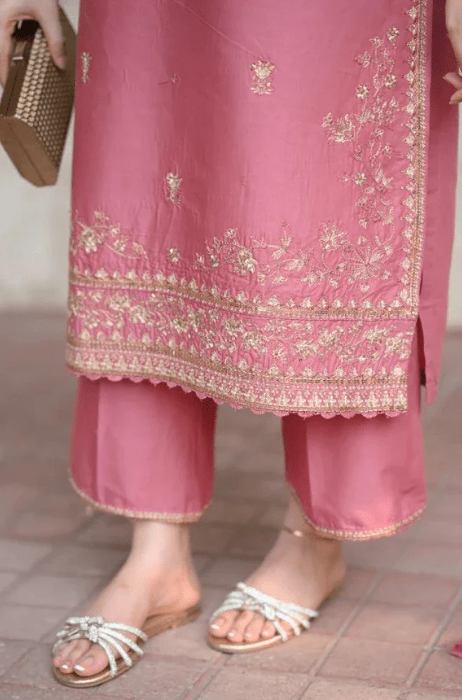 LAAM - 3PC Lawn Embroidered Shirt with Chiffon Embroidered Dupatta and Trouser - BFB0647 - Image 3