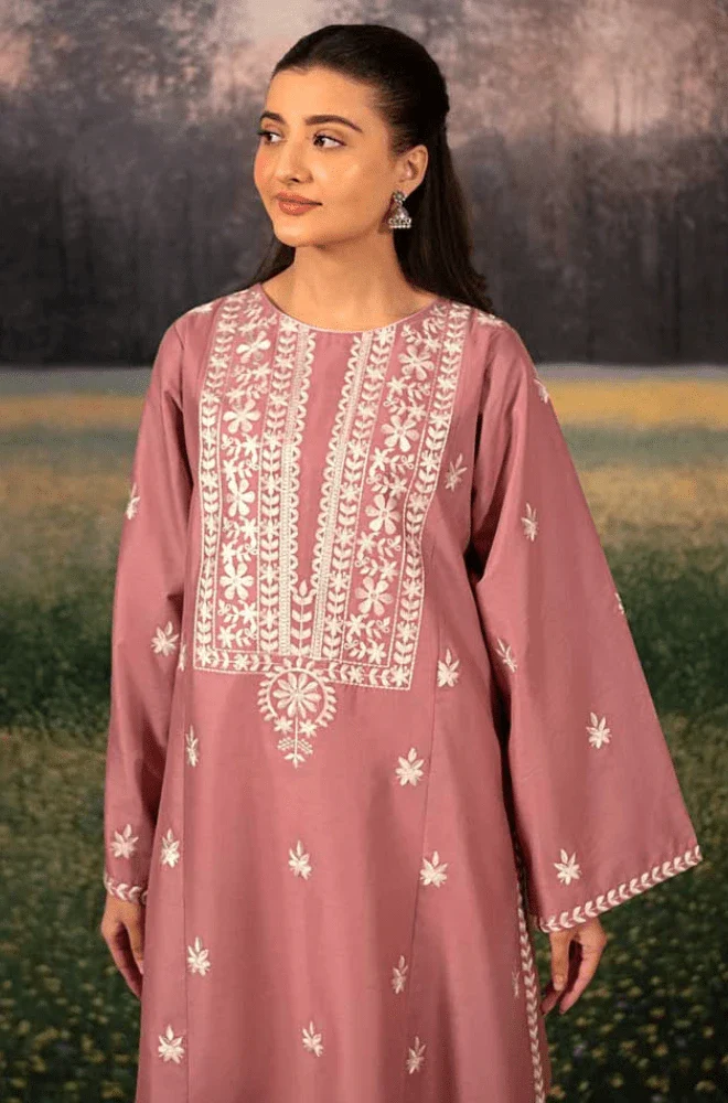 Urge - 3PC Dhanak Embroidered Shirt with Wool Printed Dupatta and Trouser - BFB0488 - Image 10