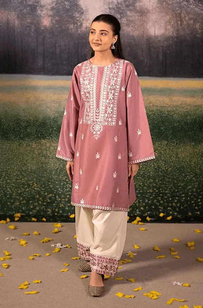 Urge - 3PC Dhanak Embroidered Shirt with Wool Printed Dupatta and Trouser - BFB0488 - Image 4