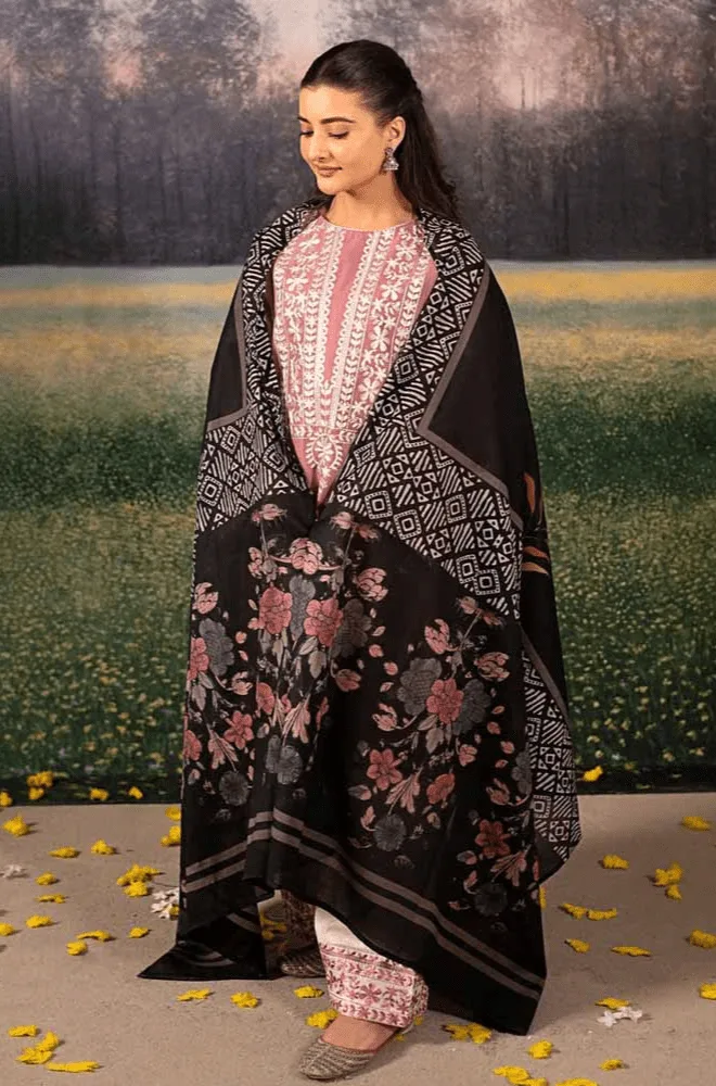 Urge - 3PC Dhanak Embroidered Shirt with Wool Printed Dupatta and Trouser - BFB0488 - Image 6