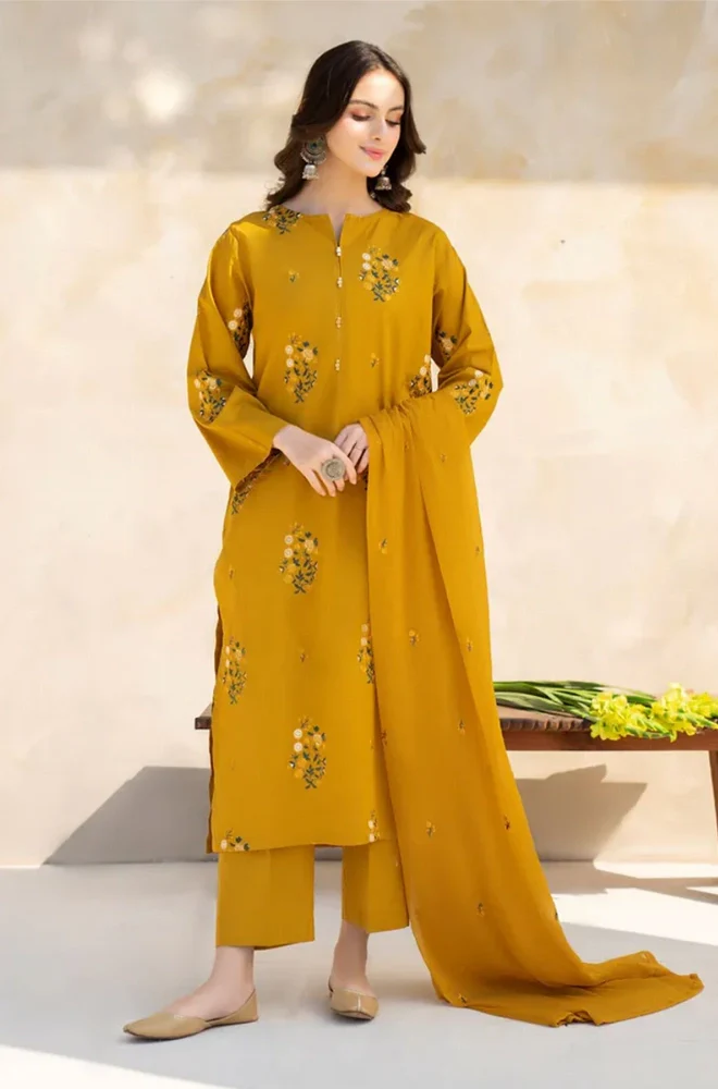 Lazuli - 3PC Dhanak Embroidered Shirt With Chiffon Embroidered Dupatta and Trouser - BFB0904 - Image 5