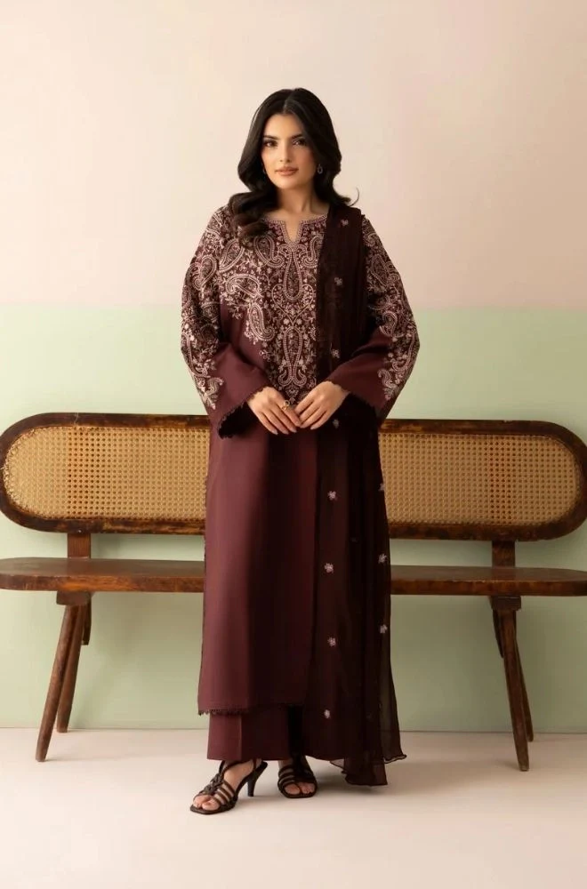 LAZULI - 3PC Summer Lawn Embroidered Shirt with Chiffon Embroidered Dupatta and Trouser - BFB0818