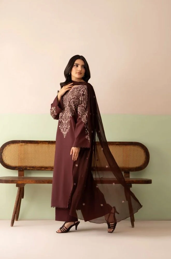 LAZULI - 3PC Summer Lawn Embroidered Shirt with Chiffon Embroidered Dupatta and Trouser - BFB0818 - Image 3