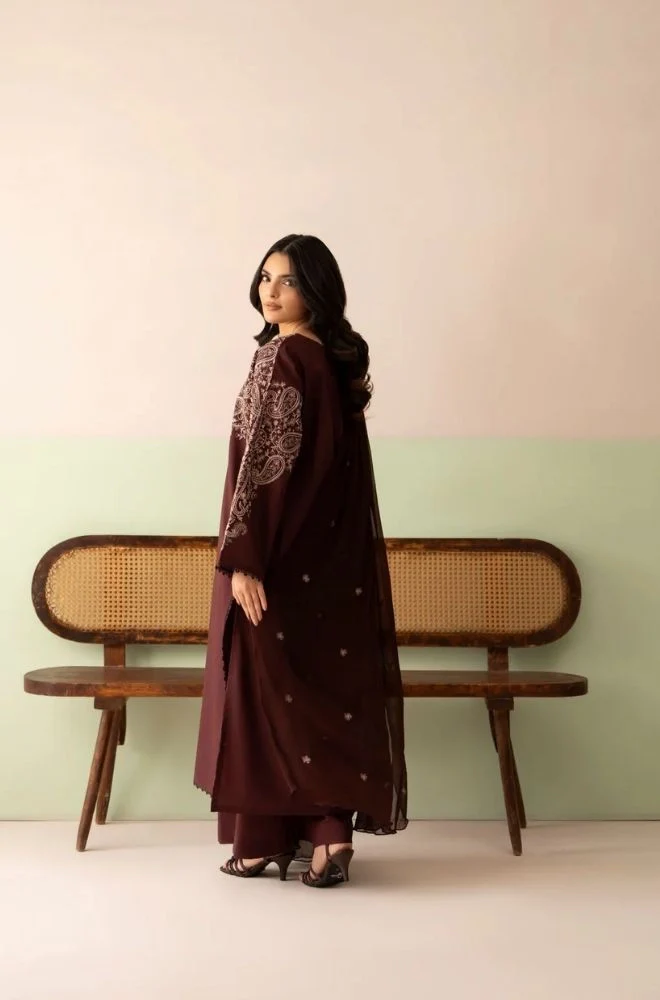 LAZULI - 3PC Summer Lawn Embroidered Shirt with Chiffon Embroidered Dupatta and Trouser - BFB0818 - Image 4
