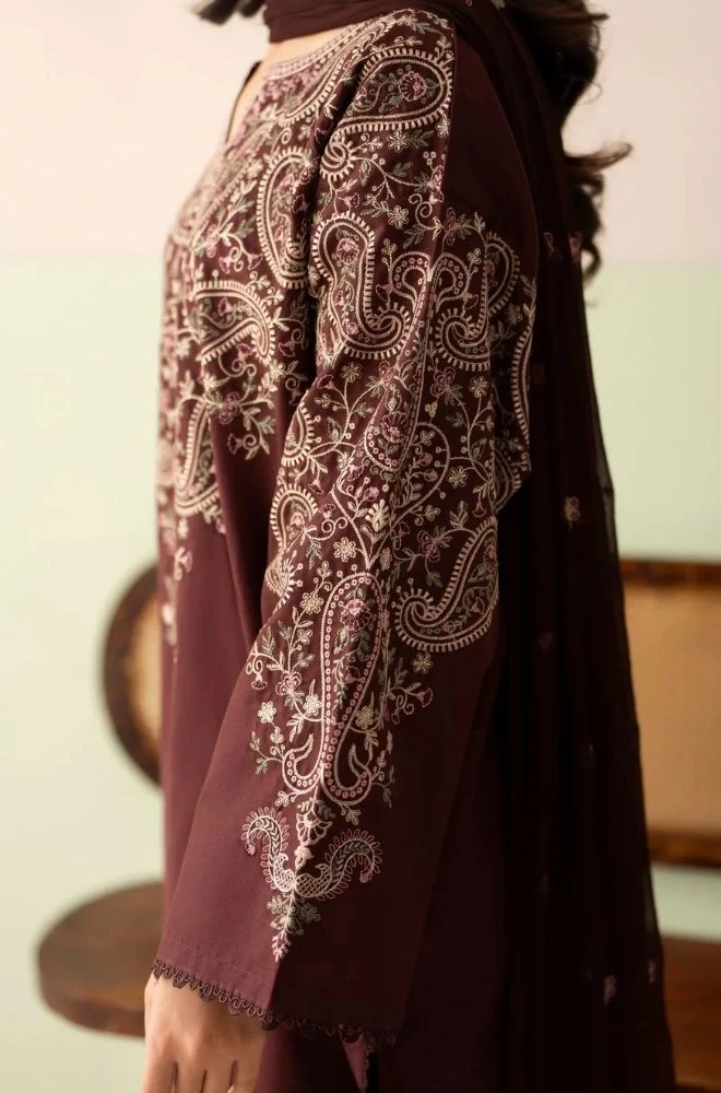 LAZULI - 3PC Summer Lawn Embroidered Shirt with Chiffon Embroidered Dupatta and Trouser - BFB0818 - Image 5