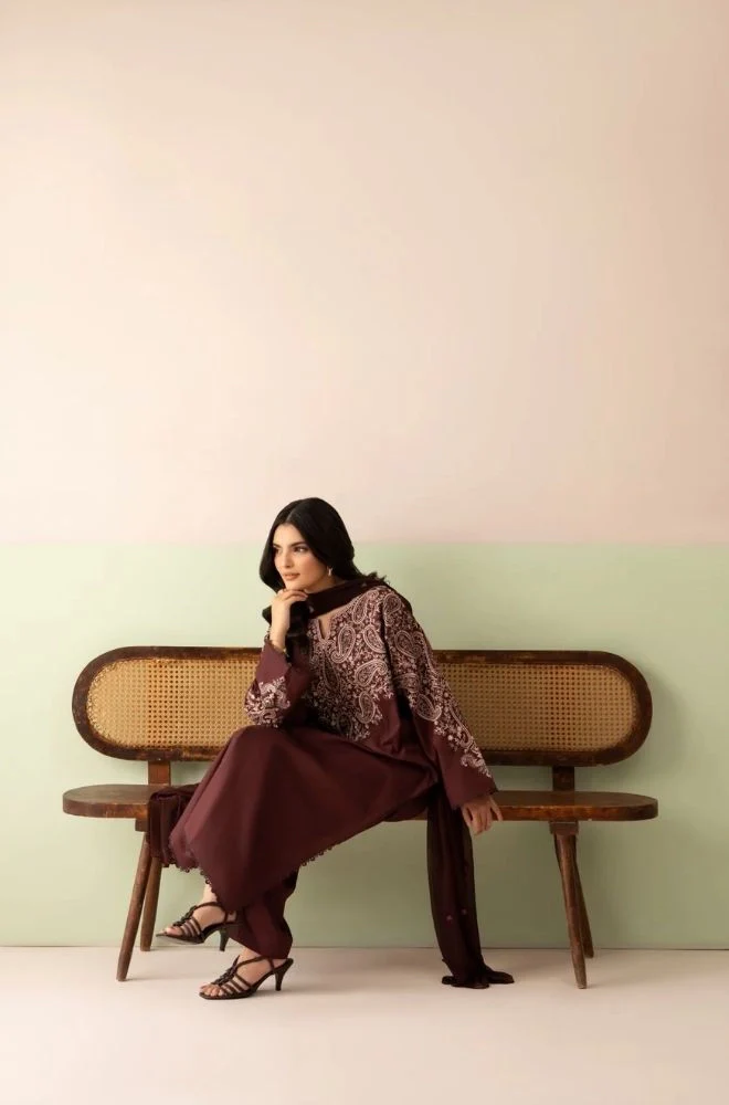 LAZULI - 3PC Summer Lawn Embroidered Shirt with Chiffon Embroidered Dupatta and Trouser - BFB0818 - Image 8