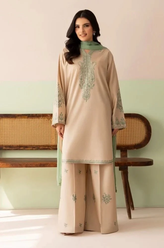 LAZULI - 3PC Summer Lawn Embroidered Shirt with Chiffon Embroidered Dupatta and Trouser - BFB0819