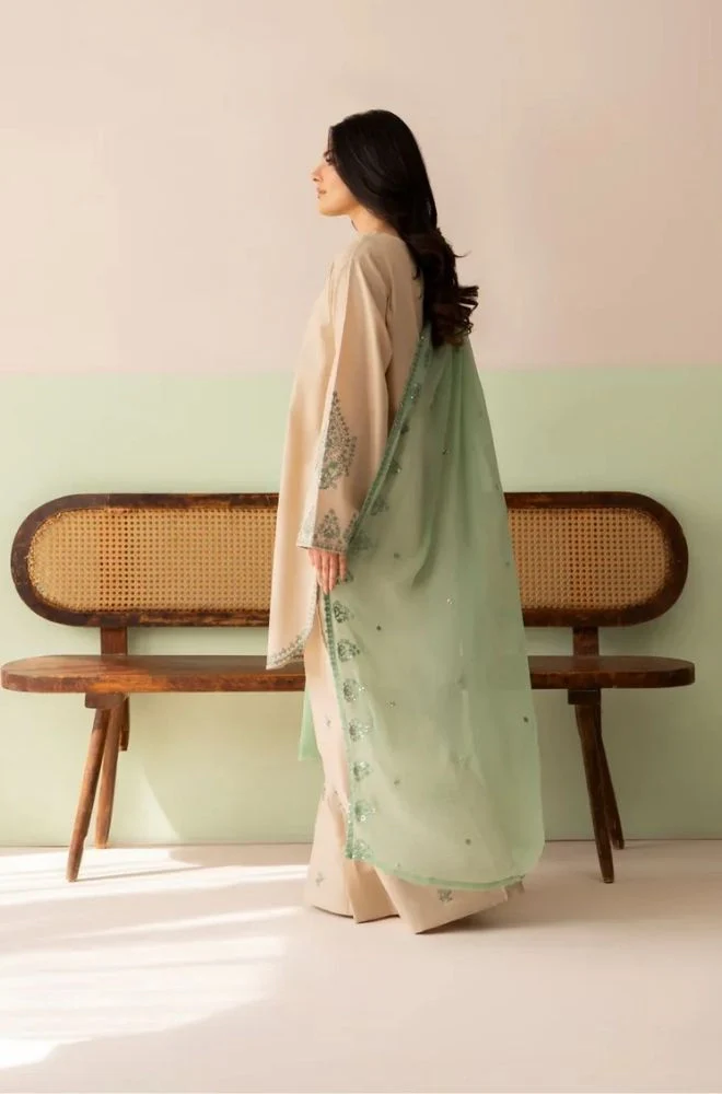 LAZULI - 3PC Summer Lawn Embroidered Shirt with Chiffon Embroidered Dupatta and Trouser - BFB0819 - Image 5