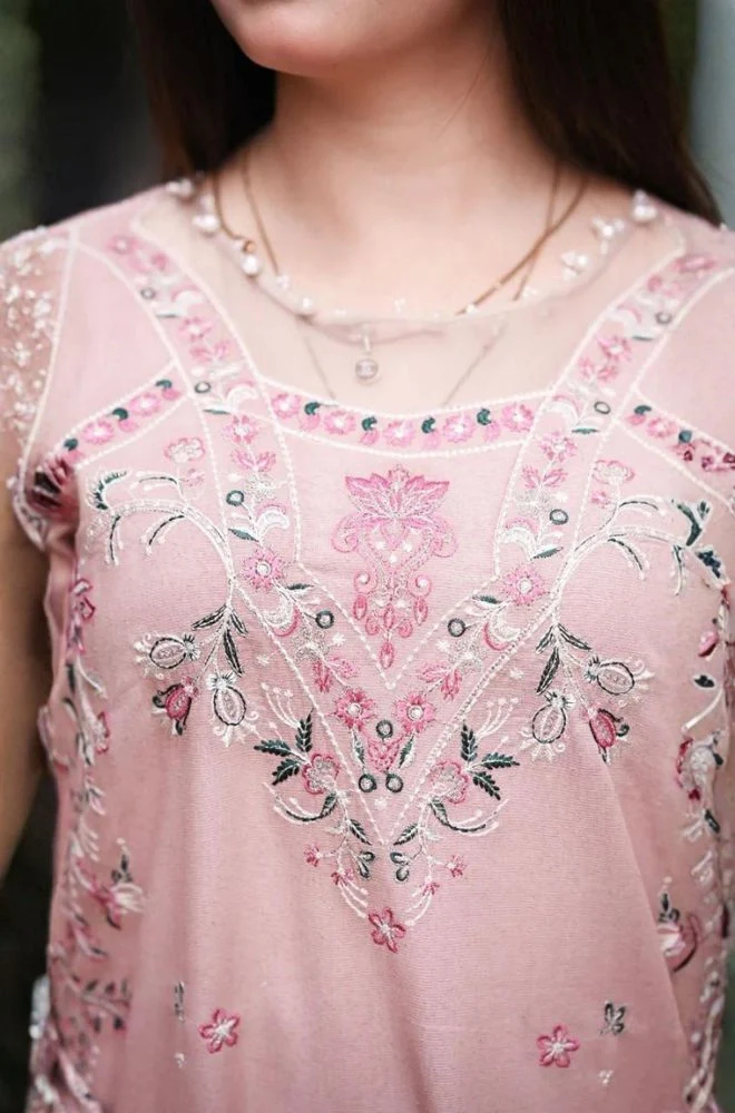 LIBAAS - 3PC Summer Lawn Embroidered Shirt with Chiffon Embroidered Dupatta and Trouser - BFB0784 - Image 4