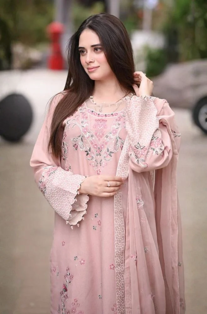 LIBAAS - 3PC Summer Lawn Embroidered Shirt with Chiffon Embroidered Dupatta and Trouser - BFB0784 - Image 5