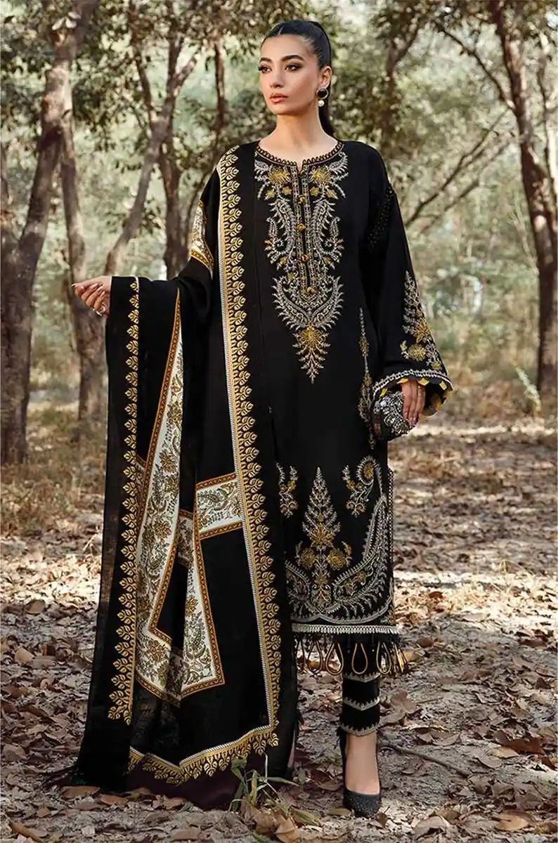 MARIA.B - 3PC Lawn Embroidered Shirt with Twill Printed Dupatta and Trouser - BF174B
