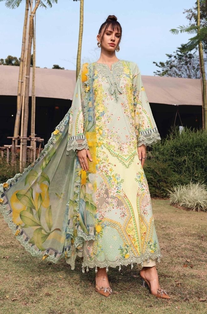 Maria B - 3PC Lawn Printed Shirt with Lawn Printed Dupatta and Trouser - BFB0845