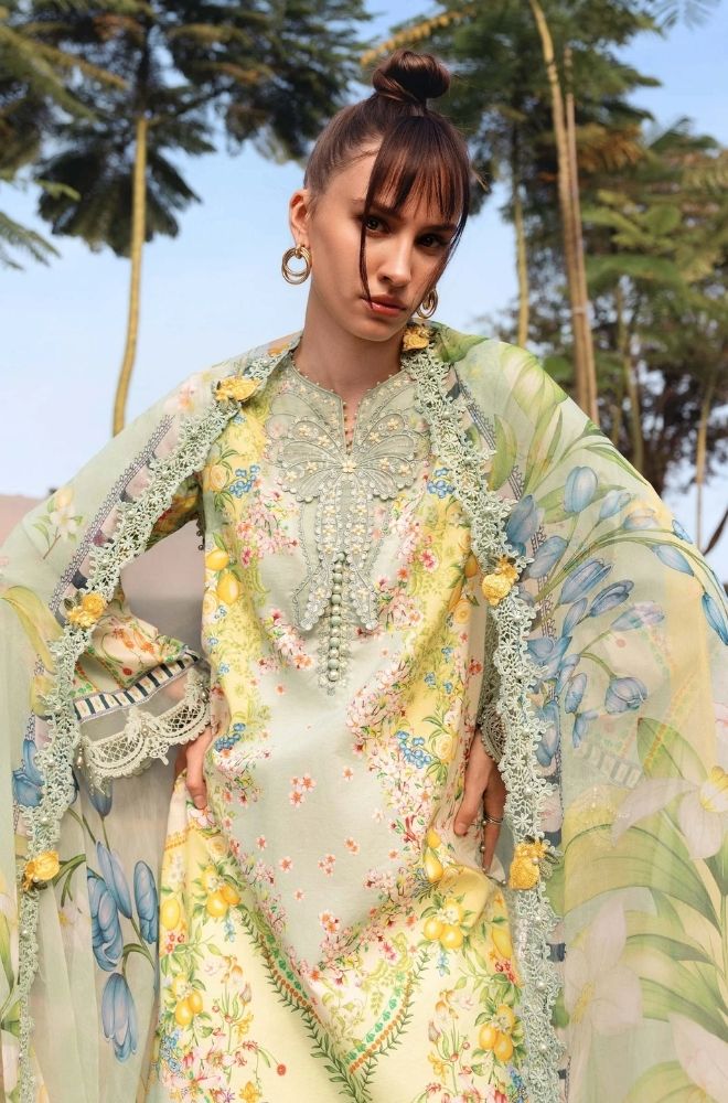 Maria B - 3PC Lawn Printed Shirt with Lawn Printed Dupatta and Trouser - BFB0845 - Image 2