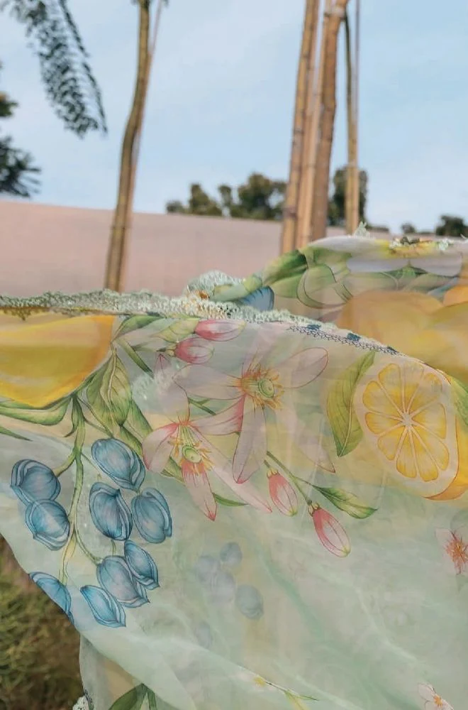 Maria B - 3PC Lawn Printed Shirt with Lawn Printed Dupatta and Trouser - BFB0845 - Image 4