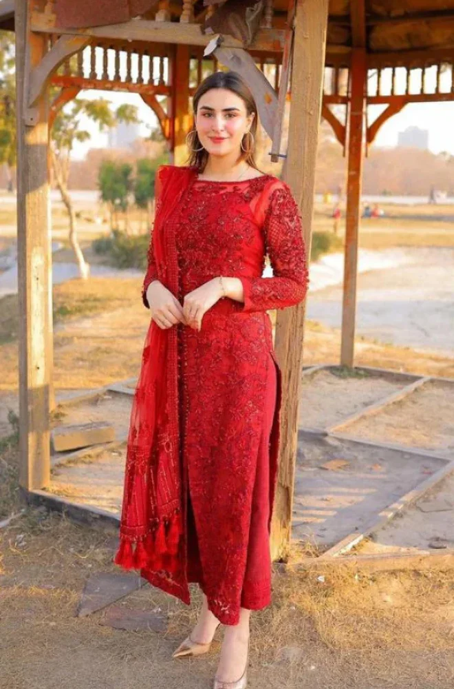 BAREEZE - 3PC Organza Embroidered Shirt with Organza Embroidered Dupatta and Trouser - BFB0105 - Image 4