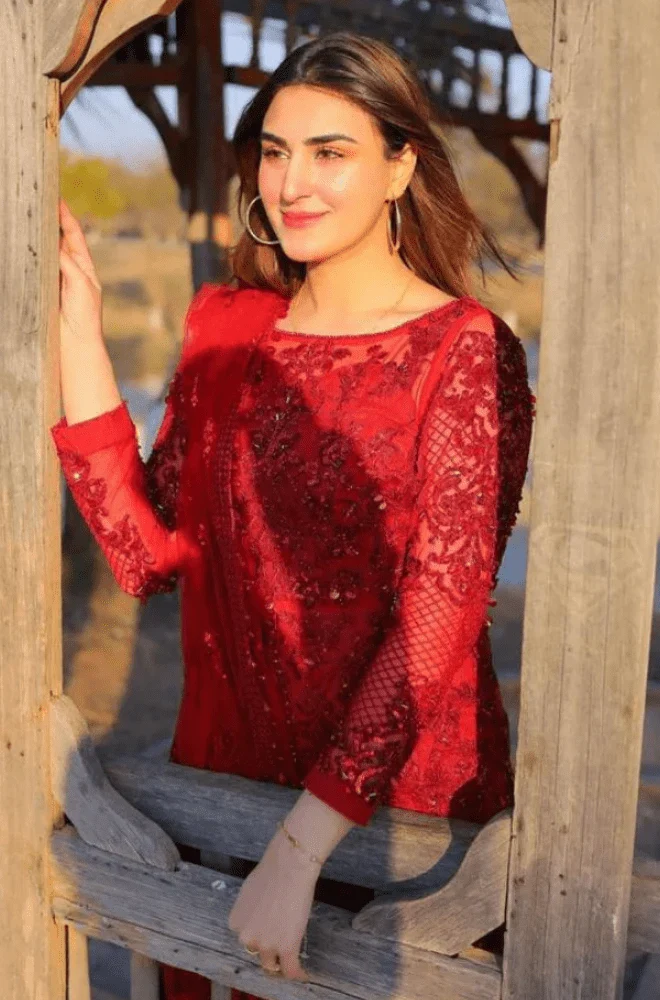 BAREEZE - 3PC Organza Embroidered Shirt with Organza Embroidered Dupatta and Trouser - BFB0105 - Image 5