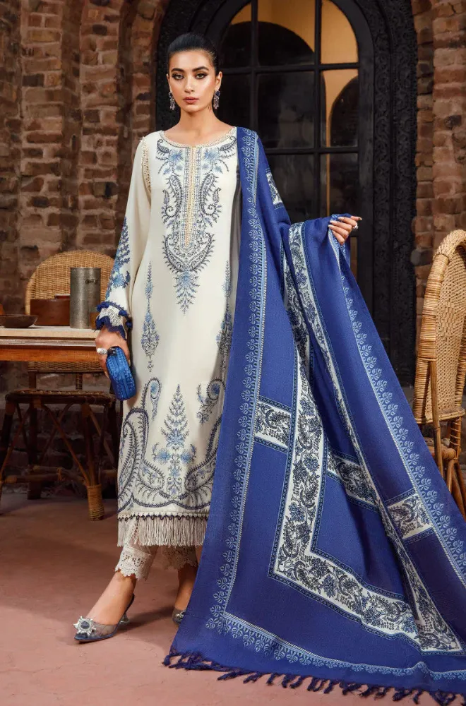 Maria.B - 3PC Dhanak Embroidered Shirt With Twill Printed Dupatta and Trouser - BFB0908