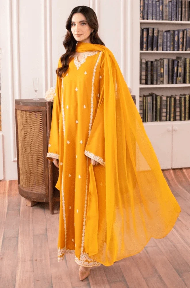 Mirana - 3PC Lawn Embroidered Shirt with Dyed Chiffon Dupatta and Trouser - BFU0086