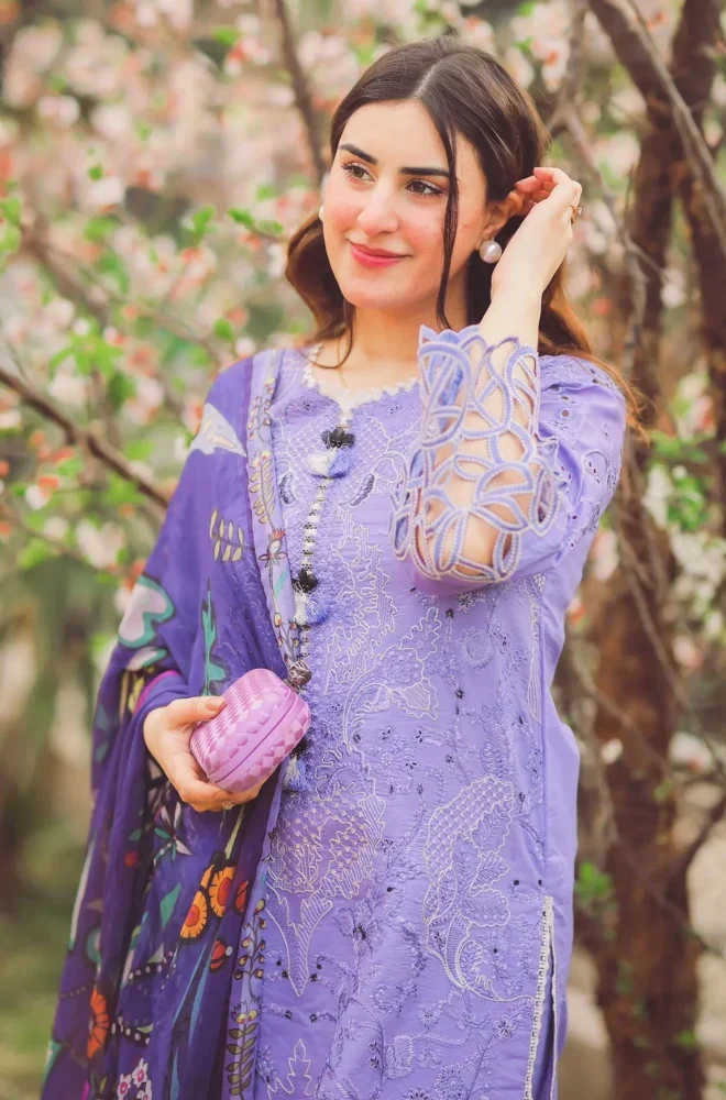 MUSHQ - 3PC Lawn Embroidered Shirt with Monar Printed Dupatta and Trouser- BFB0097 - Image 3