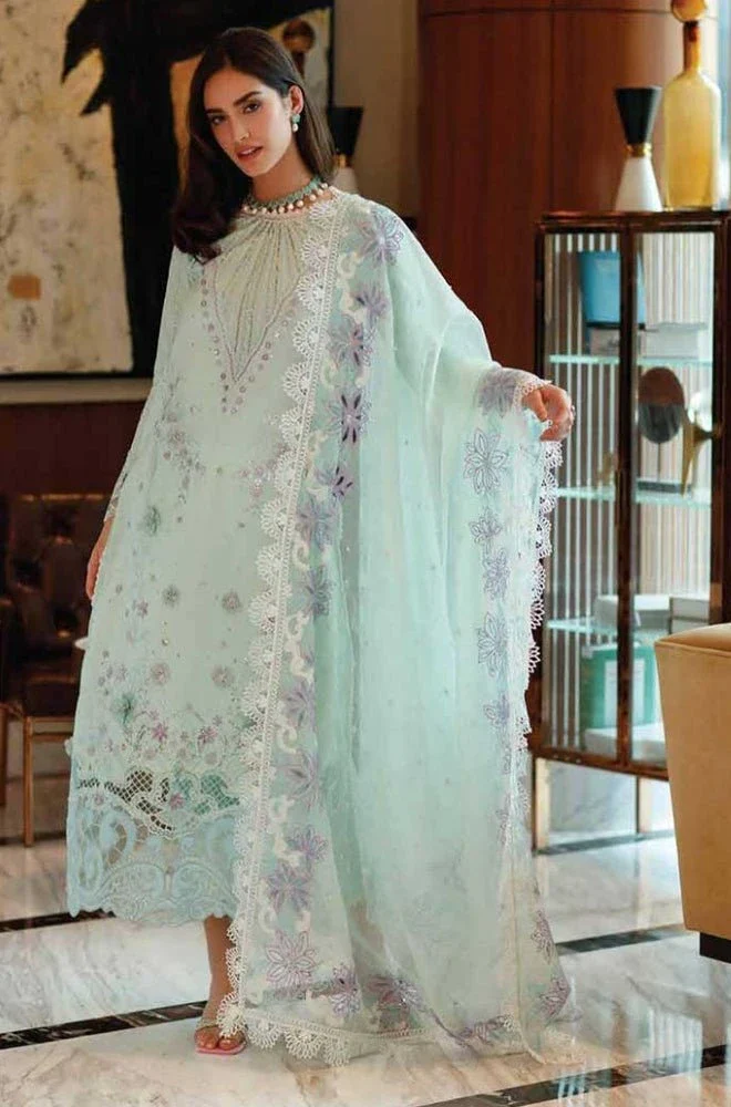 MUSHQ - 3PC Lawn Embroidered Shirt with Khadi Net Embroidered Dupatta and Trouser - BFB0685 - Image 2