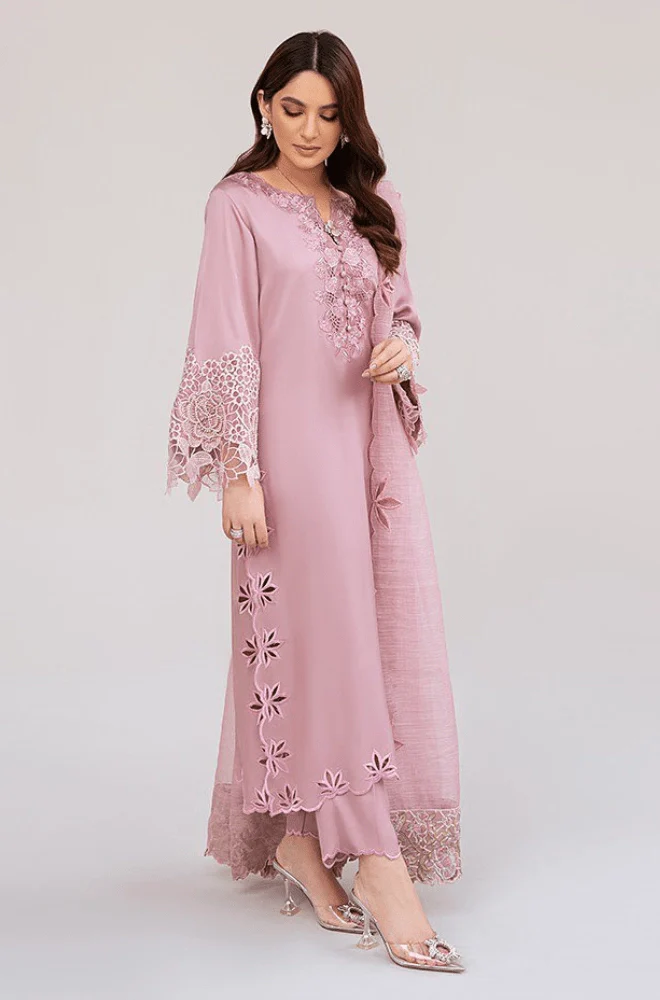 SAPPHIRE - 3PC Lawn Embroidered Shirt with Khadi Net Embroidered Dupatta and Trouser - BFS00160 - Image 3