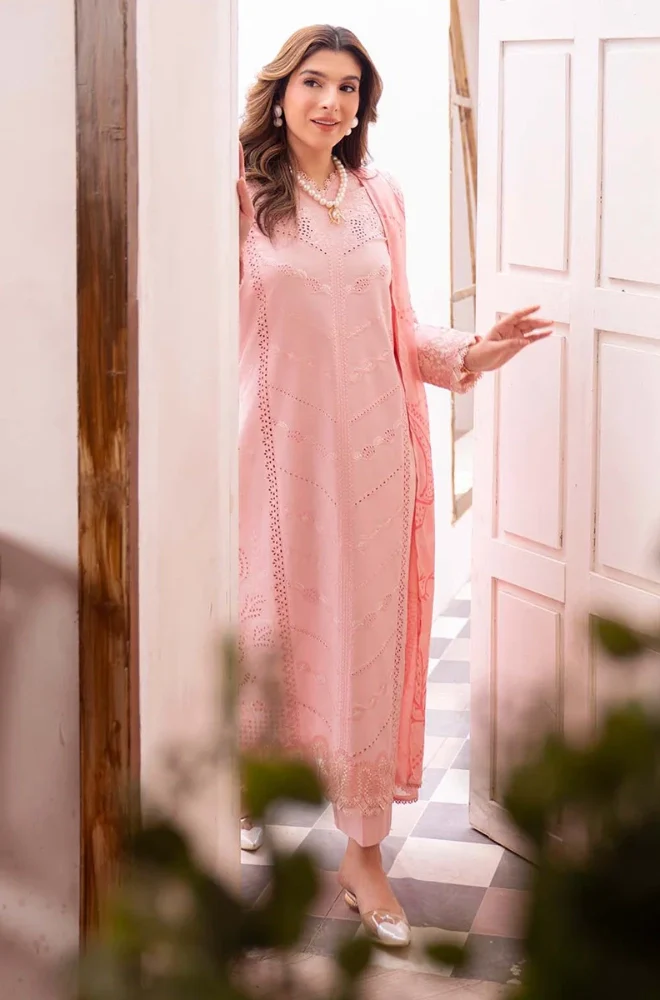 NEESHAY - 3PC Lawn Chikankari Embroidered Shirt With Monar Printed Dupatta and Trouser - BFB0838 - Image 3