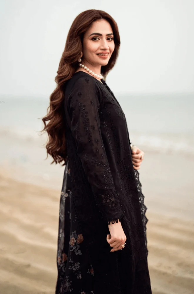 NUREH - 3PC Lawn Chikankari Embroidered Shirt with Monar Printed Dupatta and Trouser - BFU01120 - Image 6