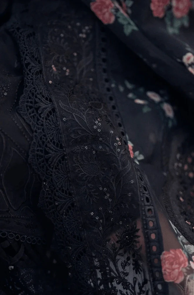 NUREH - 3PC Lawn Chikankari Embroidered Shirt with Monar Printed Dupatta and Trouser - BFU01120 - Image 7