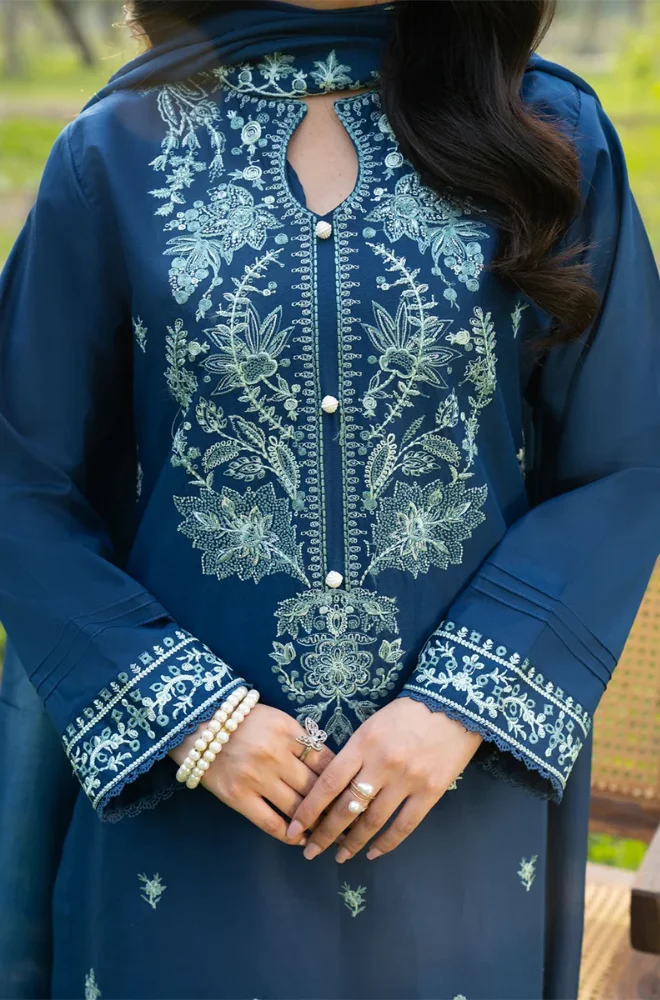Panache - 3PC Dhanak Embroidered Shirt With Chiffon Embroidered Dupatta and Trouser - BFB0909 - Image 2