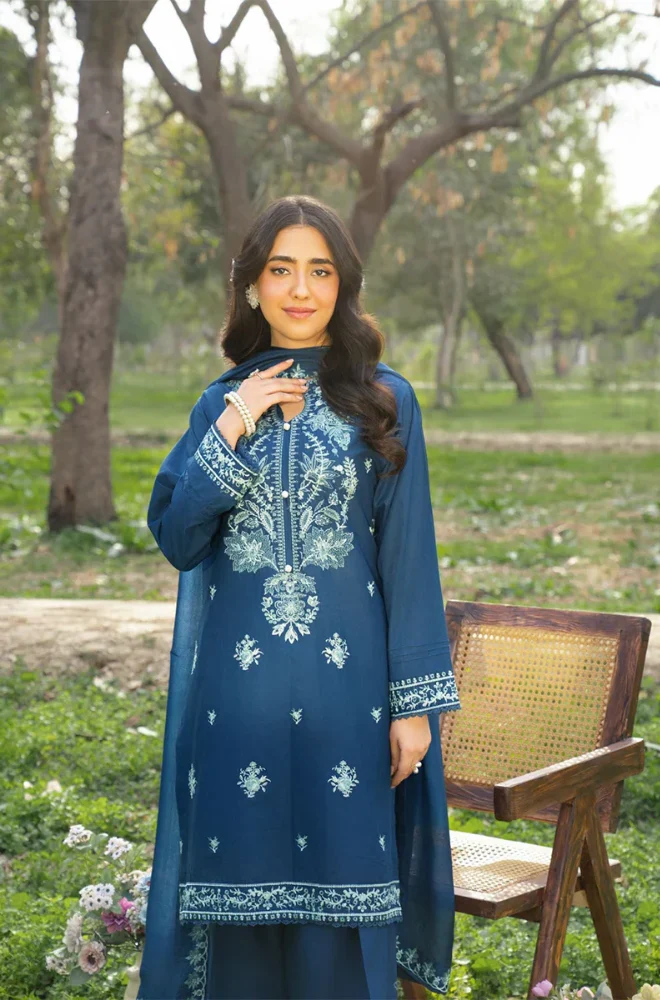 Panache - 3PC Dhanak Embroidered Shirt With Chiffon Embroidered Dupatta and Trouser - BFB0909 - Image 3