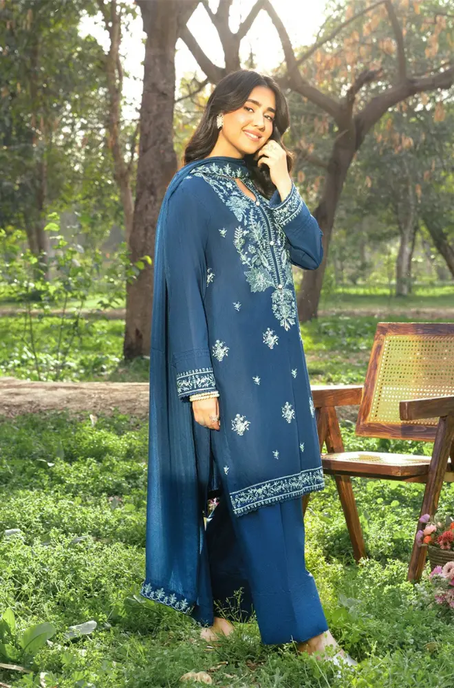 Panache - 3PC Dhanak Embroidered Shirt With Chiffon Embroidered Dupatta and Trouser - BFB0909 - Image 5
