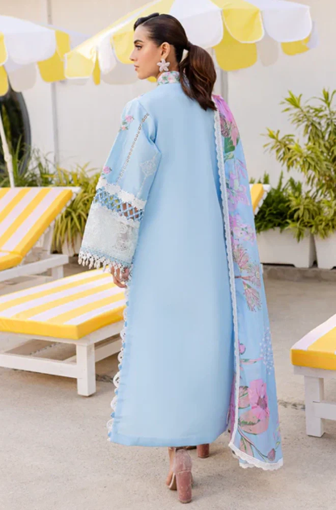 PARISHAY - 3PC Lawn Chikankari Embroidered Shirt with Chiffon Printed Dupatta and Trouser - BFB0649 - Image 3