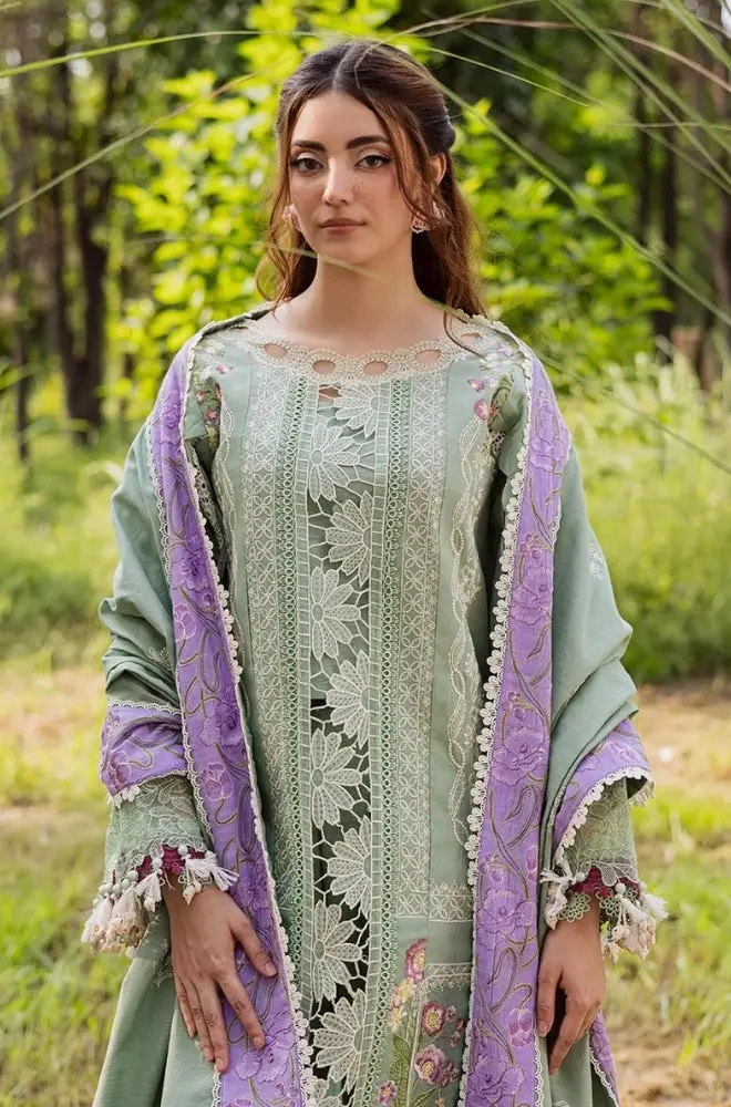 PARISHAY - 3PC Lawn Embroidered Shirt with Cotton Embroidered Dupatta and Trouser- BFB0687 - Image 3