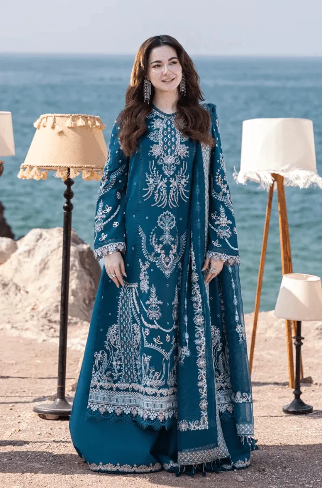QALAMKAR - 3PC Lawn Chikankari Embroidered Shirt with Lawn Embroidered Dupatta and Trouser - BFA00050