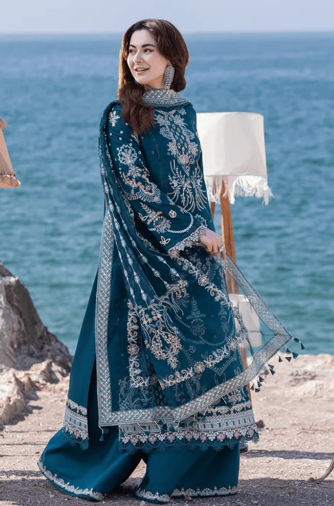 QALAMKAR - 3PC Lawn Chikankari Embroidered Shirt with Lawn Embroidered Dupatta and Trouser - BFA00050 - Image 4